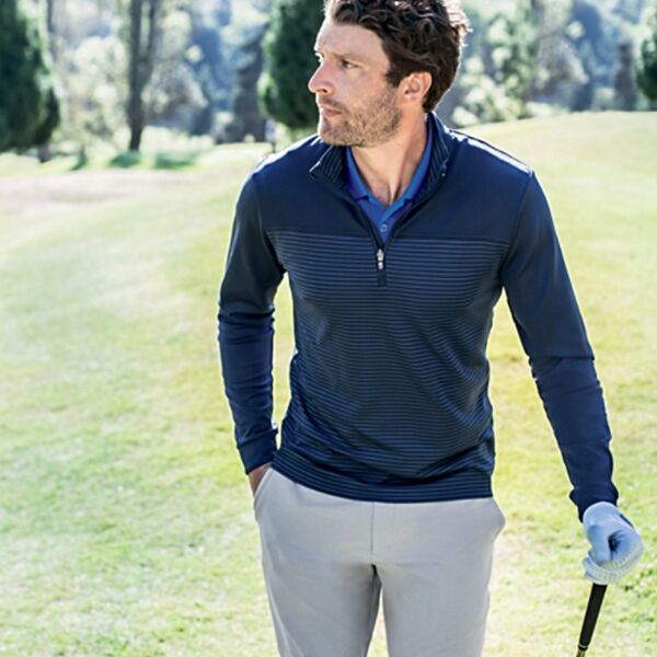 Cutter & Buck Traverse Stripe Stretch Quarter Zip Mens Pullover Thumbnail